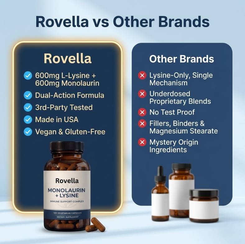 Rovella L-Lysine + Monolaurin – Daily Two-Step Defense Against Herpes Outbreaks
