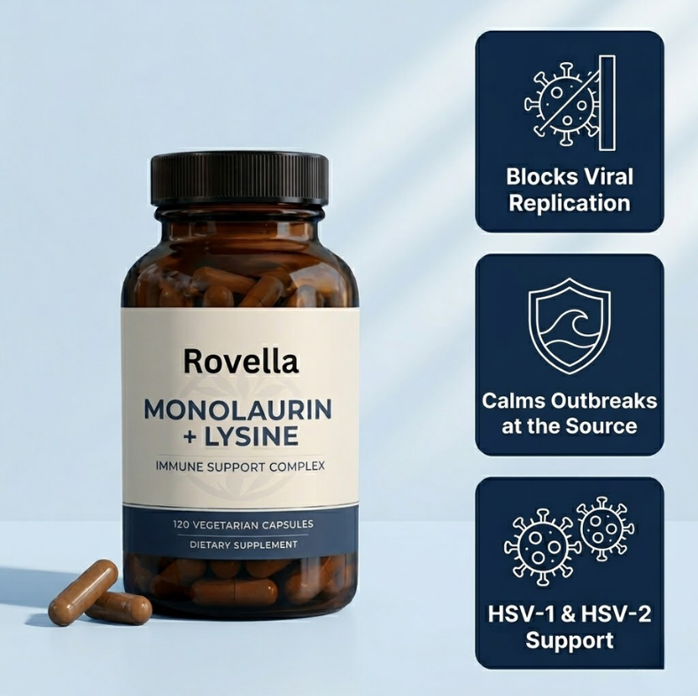Rovella L-Lysine + Monolaurin – Daily Two-Step Defense Against Herpes Outbreaks