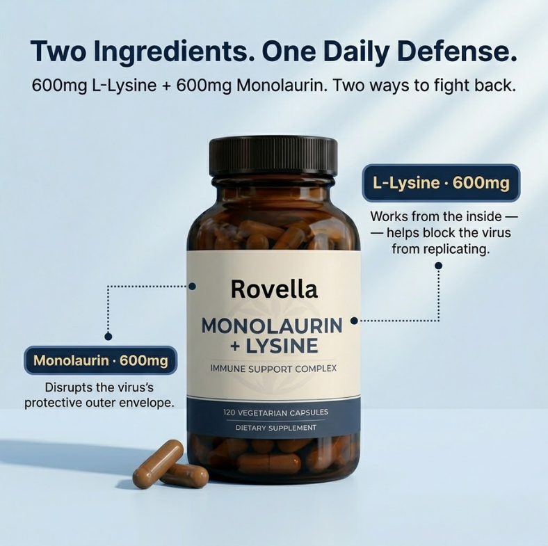 Rovella L-Lysine + Monolaurin – Daily Two-Step Defense Against Herpes Outbreaks