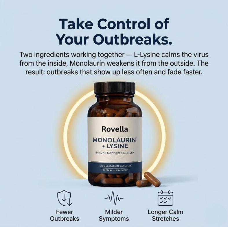 Rovella L-Lysine + Monolaurin  – Daily Two-Step Defense Against Herpes Outbreaks