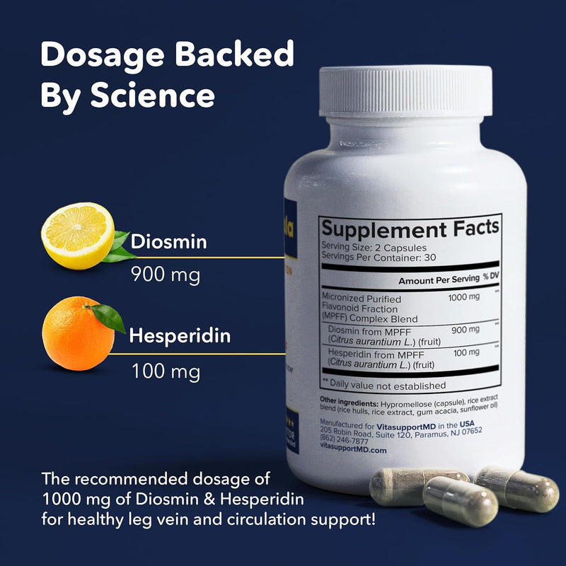 Diosmin & Hesperidin Capsules | Lymphatic Drainage Support for Swollen Legs & Ankles