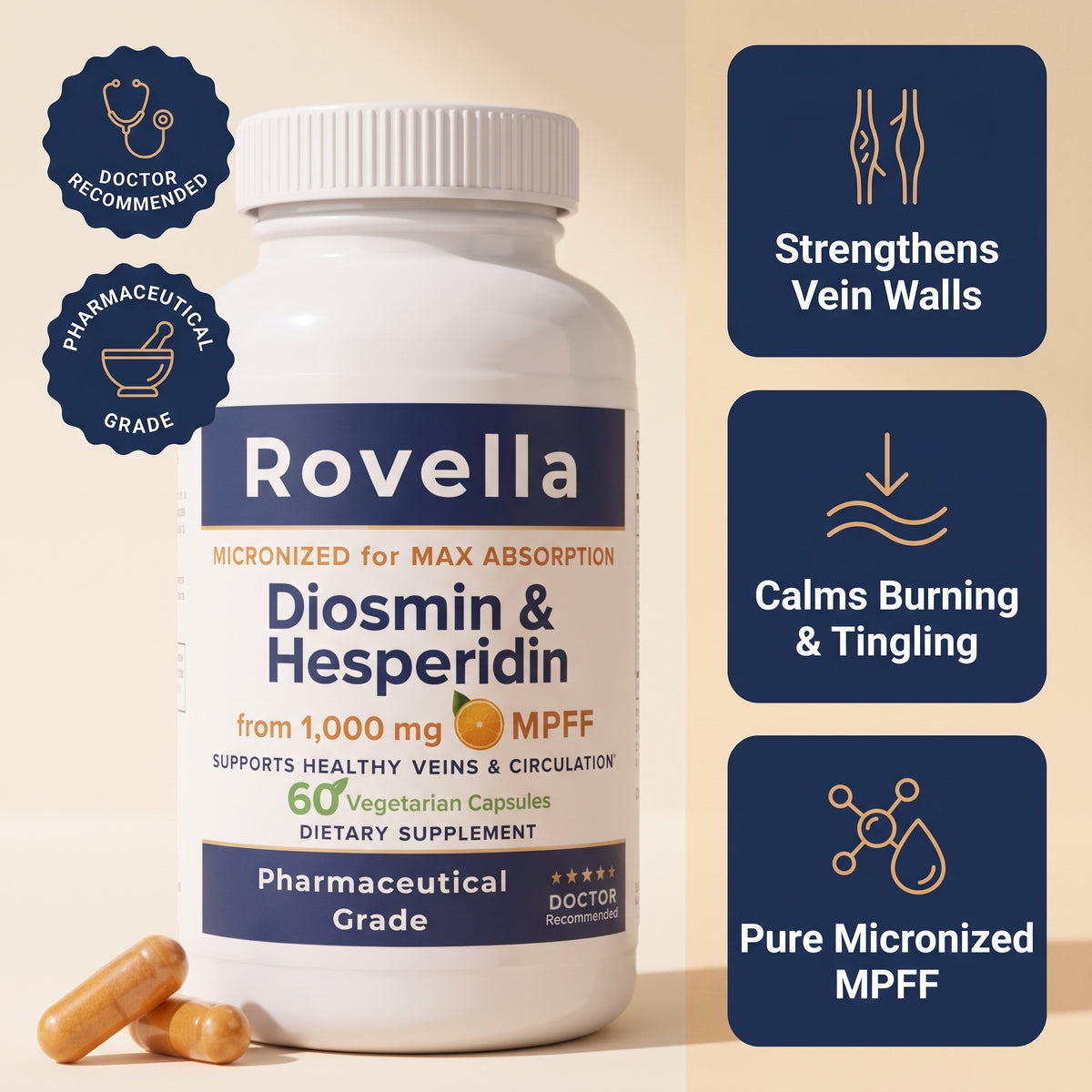 Diosmin & Hesperidin Capsules | Natural Neuropathy Support for Burning, Tingling & Numb Feet